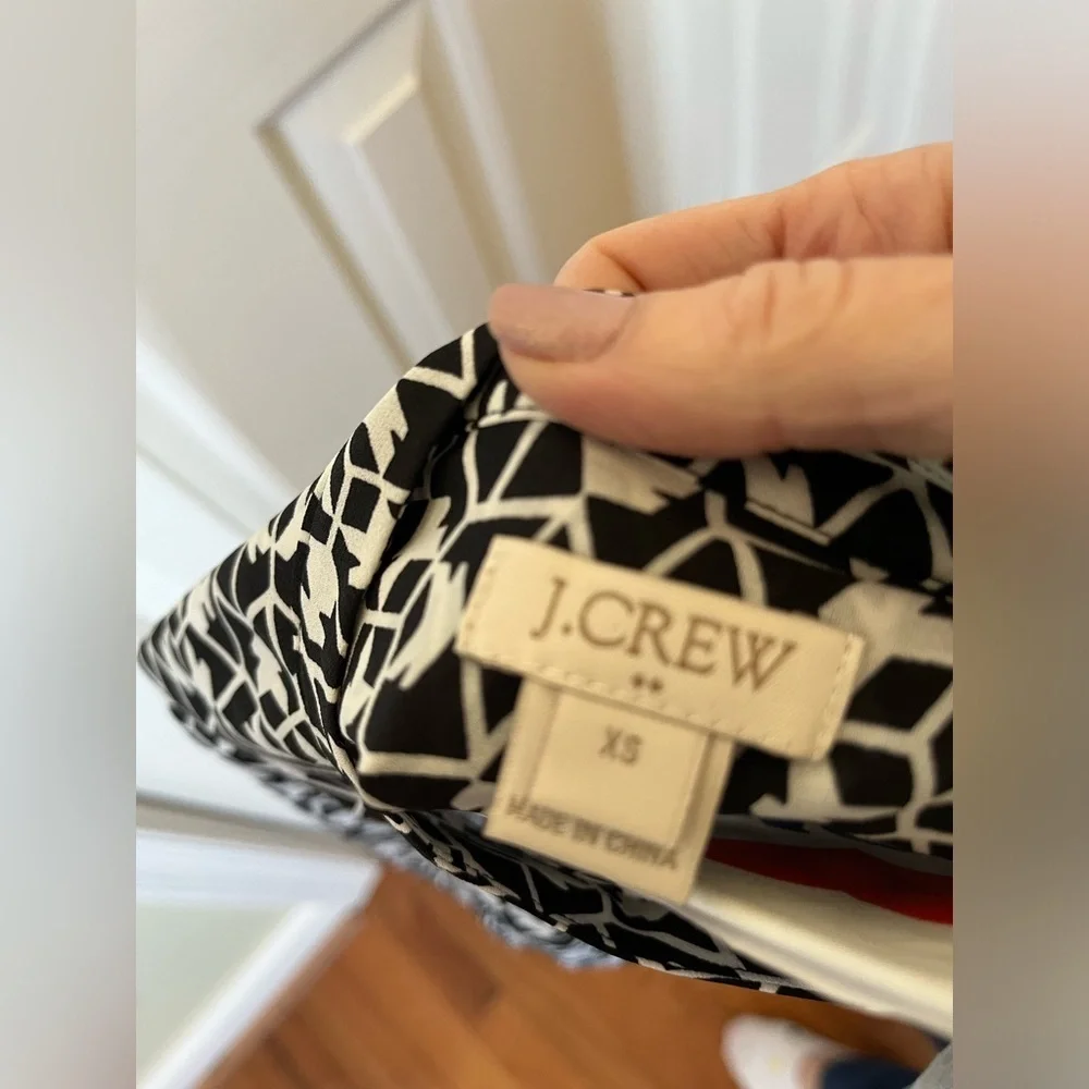 J. Crew size XS black and white sheer 5 button popover blouse
